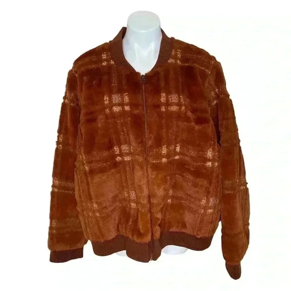 Anthropologie round neck teddy bomber zip up jacket size 3X plus size coat - Picture 2 of 7